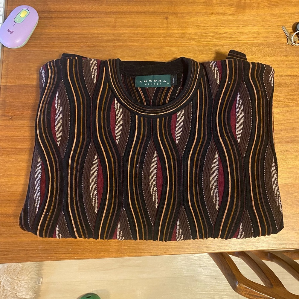 Tundra Black Sweater with Multicolor Stripes